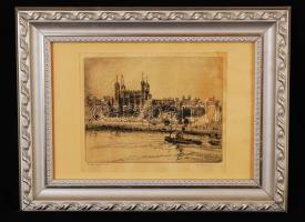 Olvashatatlan jelzéssel: Londoni Tower (The Tower of London). Papír, jelzett, üvegezett keretben, 20x16 cm