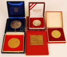 5db klf bélyeg témájú fém emlékérem dísztokban klf országokból, mindegyik dísztokban T:vegyes