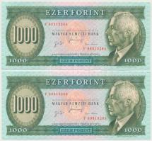 1996. 1000Ft "F" (2x) sorszámkövetők T:I,I- Hungary 1000 Forint "F" (2x) sequential serials C:UNC,AU Adamo F48.1
