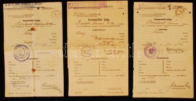 1941-1942 3 db leszerelési jegy. / 3 disarmament tickets