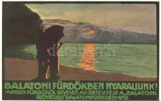 Balatoni fürdők, a Balatoni Szövetség turisztikai reklámlapja / Hungarian tourism, advertisement
