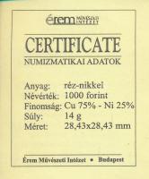 2011. 1000Ft "Jedlik Ányos - a Dinamó-elv leírója" tanúsítvánnyal T:BU