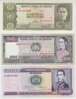 Bolívia 1962. 10P + 1982. 1000P + 1984. 10.000P T:I- Bolivia 1962. 10 Pesos + 1982. 1000 Pesos + 10.000 Pesos C:AU Krause 154,167,169