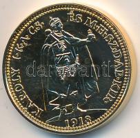 DN "Magyar Kincstár / IV. Károly 1918. 20 Korona" aranyozott réz-cink emlékérem (20mm) T:PP