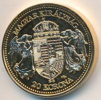 DN "Magyar Kincstár / IV. Károly 1918. 20 Korona" aranyozott réz-cink emlékérem (20mm) T:P...