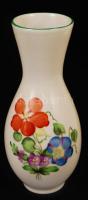 Herendi porcelán virágmintás kézzel festett váza, hibátlan, jelzett, m: 14 cm