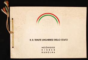 cca 1930 Mezőhegyes, Kisbér, Bábolna Hungarian state stud and bred picture booklet in Italian. / Állami ménes és tenyészbirtokok képes, olasz nyelvű ismertetője. 20p. + képek. Dombornyomott címeres zsinórfűzött füzetben.