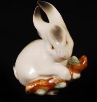 Zsolnay nyuszi, kézzel festett, hibátlan, jelzett / Zsolnay chinaware figure, 7 cm