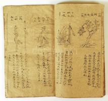 XIX. sz: Kínai masszázzsal foglalkozó könyv. Képekkel illusztrált. Rizspapíron / Chinese book on ric...