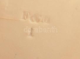 F&M jelzésű aranyozott, levélmintás kistányér, 7 db, d: 11 cm