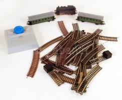 Összeszerelhető Piko kisvasút sínekkel, 2 db vasúti kocsival, 1 db mozdonnyal