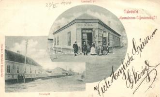 Komárom Újváros; Igmándi út, Sárkány Ignác fűszerkereskedése, Országút / street with shop