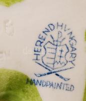 Herendi kézzel festett porcelán rózsa, apró lepattanással, jelzett, d: 6 cm