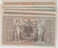 Német Birodalom / Császárság 1910. 1000M hétjegyű sorszám, piros pecsét (5x) T:II-,III
German Empire...