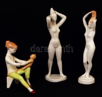 Aquincum kézzel festett és fehér mázas figurák, hibátlan, jelzett, m: 14 és 23 cm között