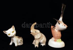 3 db Aquincumi porcelán figura, hibátlan, jelzett, m: 7 és 16 cm között