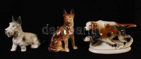 3 db porcelán kutya figura, hibátlan, m: 10 és 12 cm között