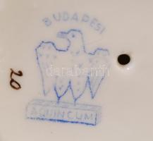 2 db Aquincumi porcelán madár figura, hibátlan, jelzett, m: 7 és 15 cm