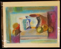 Olvashatatlan jelzéssel: Csendélet. Pasztel, papír. 29x20 cm