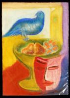 Olvashatatlan jelzéssel: Galamb maszkkal. Pasztel, papír. 29x20 cm