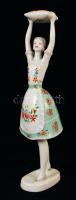 Hollóházi porcelán népviseletes lány, hibátlan, jelzett, m: 29 cm