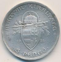 1938. 5P Ag "Szent István" T:2,2- Adamo P8.1