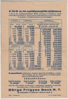 Budapest 1939. "Dörge Frigyes Bank R.T." a "Magyar Királyi Osztálysorsjáték" sor...