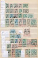 41 db régi okmánybélyeg vízjel és fogazat variációkkal, berakólapon