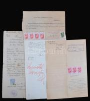 1908-1986 32 db okmány, illeték- és okmánybélyegekkel ellátva