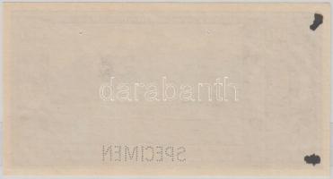 1926. 100P Lipcsében készült próbanyomat hátlapja, előlap üres, "SPECIMEN" perforációval, ...