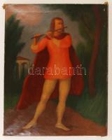 Loeb jelzéssel: Fuvolázó. Olaj, vászon, 62×48 cm