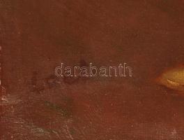 Loeb jelzéssel: Fuvolázó. Olaj, vászon, 62×48 cm