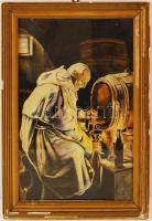 Grálziger jelzéssel: Palackozó szerzetes. Vegyes technika, papír, 45×28 cm