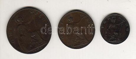 Nagy-Britannia 1902. 1P + 1903. 1/2P + 1910. 1F Br "VII.Edward" T:3