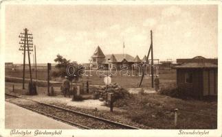 Gárdony, strand, vasúti átkelő, kiadja Hangya (EK)