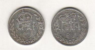 Nagy-Britannia 1875+1892. 3P Ag Victoria T:3