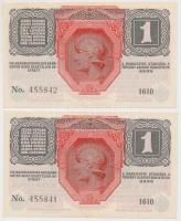 1916. 1K "Deutschösterreich" felülbélyegzéssel (2x) sorszámkövetők T:I,I- 
Adamo K3B