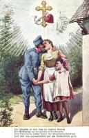 Romantic couple, soldier and his family, Katona a családjával