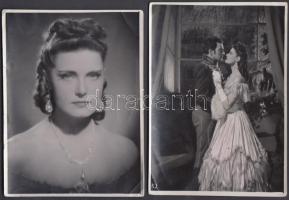 cca 1940 Karády Katalin (1910-1990) színésznő fotói, 3 db filmjelenet és 1 db portré, a képeken kise...