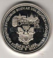 1989. "Bush látogatása" fehérfém érme T:PP