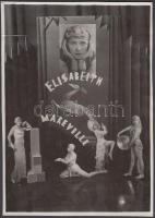 cca 1920-1930 Alep (Syrie): Elisabeth Mareville, a lokálok őzike szemű táncosnője, reklám fotómontázs, pecséttel jelzett, felső részén törésnyom, 22x16 cm