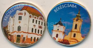 DN "Békéscsaba" + "Kecskemét" (2x) multicolor emlékérme sorozat 200Ft CuNi T:2
