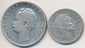 Szerbia 1897. 1D Ag "I. Sándor" + 1915. 50p Ag "I. Péter" T:3,2-
Serbia 1897. 1 ...