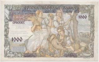 Szerbia/német megszállás 1941. 1000D (500D-os bankjegyre nyomtatva) T:restaurált
Serbia/German occup...