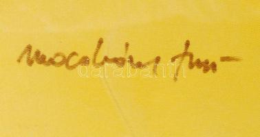 Macskássy Izolda (1945-): A három grácia. Vegyes technika, selyem kartonra kasírozva, üvegezett kere...