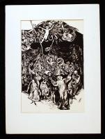 Mermeze Nóra (1938-): Kezdődik az előadás. Linó, papír, jelzett, 45×30 cm