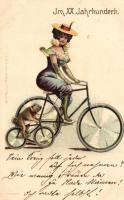 1899 Im XX. Janhrhundert; E. A. Schwerdtfeger & Co.  No. 3222 / cyclist lady, litho