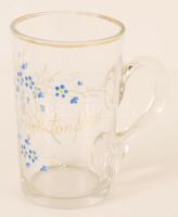 Emlék kis korsó, "Balatonfüred felirattal", kézzel festett, hibátlan, m:11 cm