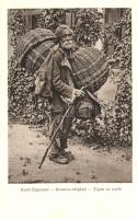 Erdélyi kosaras cigány / Korb Zigeuner; Kunstanstalt Jos. Drotleff, Hermannstadt/ Transylvanian corfmaker gypsy man, folklore