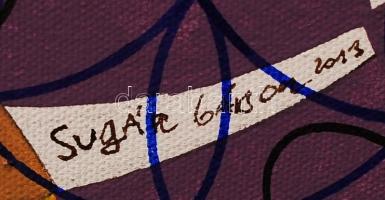 Sugár Gábor (1976-): Cica fej. Akril, vászon, jelzett, 70x50 cm